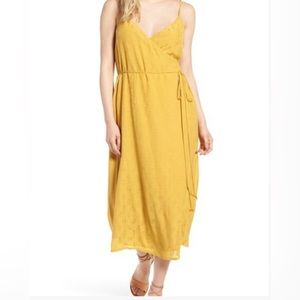 HINGE Jacquard Yellow Wrap Dress